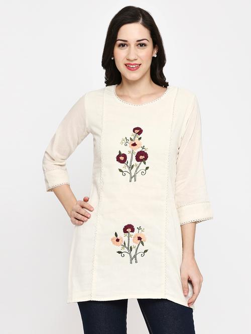 women embroidered three quarter sleeve ethnic top - 22035301 - Very Small Image - 1