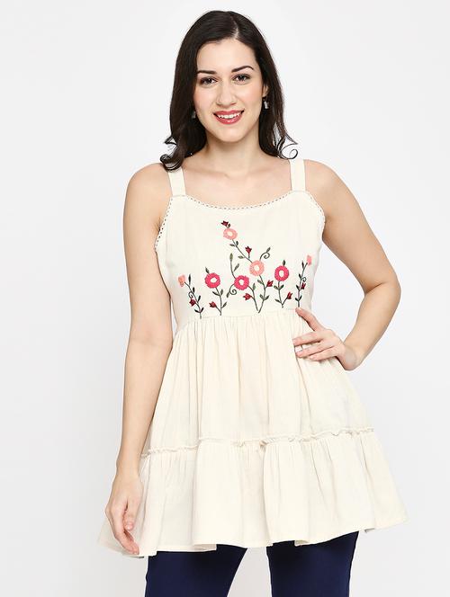 women embroidered shoulder strap ethnic top - 22035309 - Very Small Image - 1