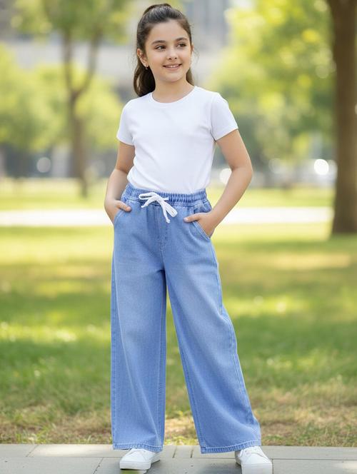 girls solid high rise wide leg jean - 22035566 - Very Small Image - 1
