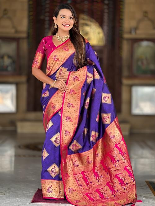women self design banarasi saree with blouse - 22036579 - Very Small Image - 1