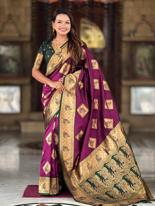 women self design banarasi saree with blouse - 22036580 - Very Small Image - 1