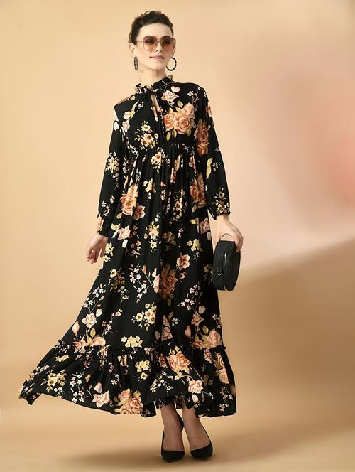 women floral print long sleeve tiered dress - 22036661 - Very Small Image - 1
