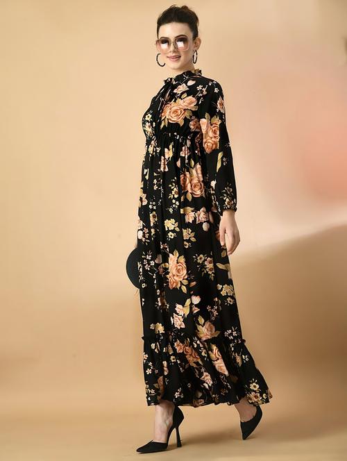 women floral print long sleeve tiered dress - 22036667 - Very Small Image - 1