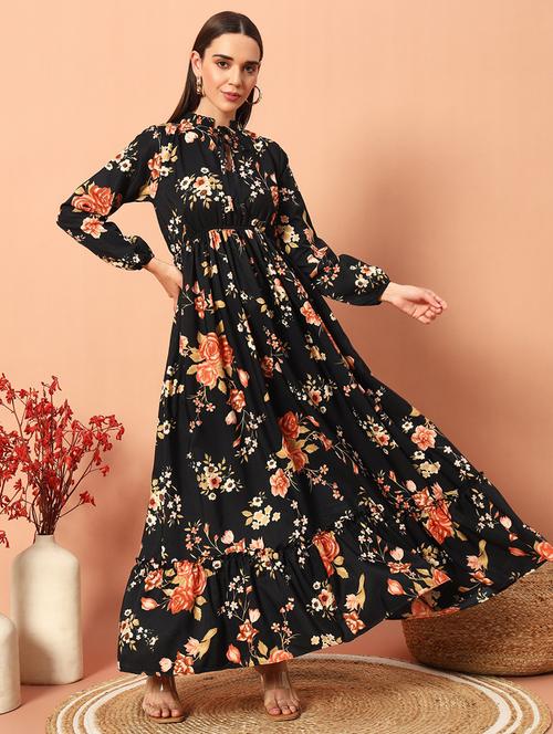 women floral print long sleeve tiered dress - 22036673 - Very Small Image - 1