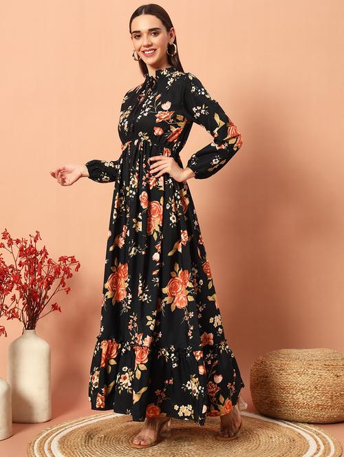 women floral print long sleeve tiered dress - 22036676 - Very Small Image - 1