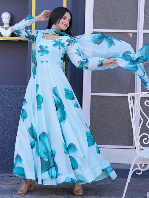 women floral printed long sleeve kurta dupatta set - 22036681 - Very Small Image - 1