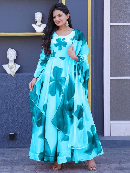 Women Floral Printed Long Sleeve Kurta Dupatta Set - 22036739 - Very Small Image - 1