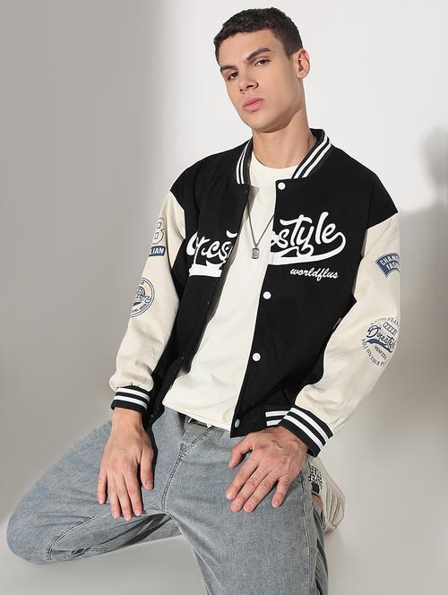 men color blocked long sleeve varsity jacket - 22037979 - Very Small Image - 1