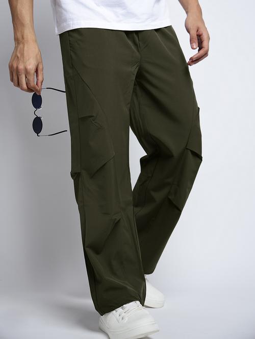 men solid mid rise loose fit parachute pants - 22038019 - Very Small Image - 1
