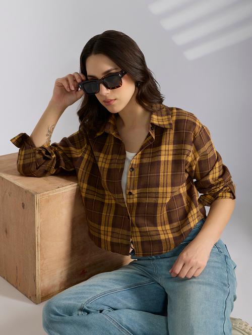 women checkered collared long sleeve shirt - 22038264 - Very Small Image - 1