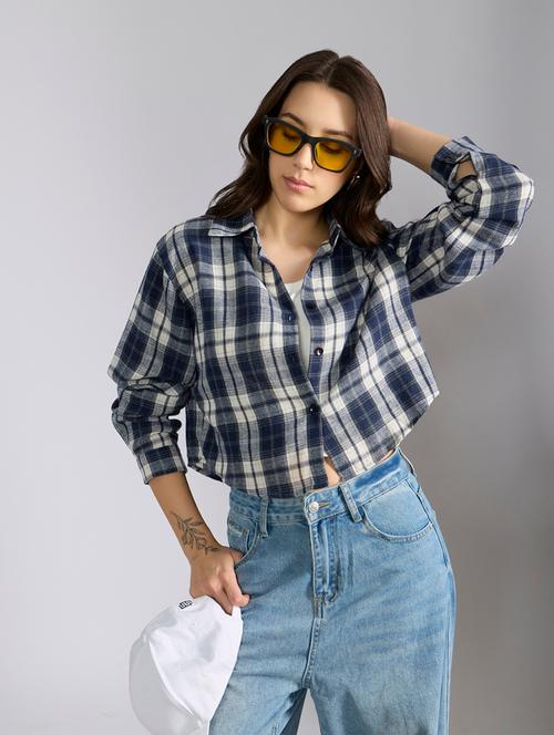women checkered collared long sleeve shirt - 22038266 - Very Small Image - 1