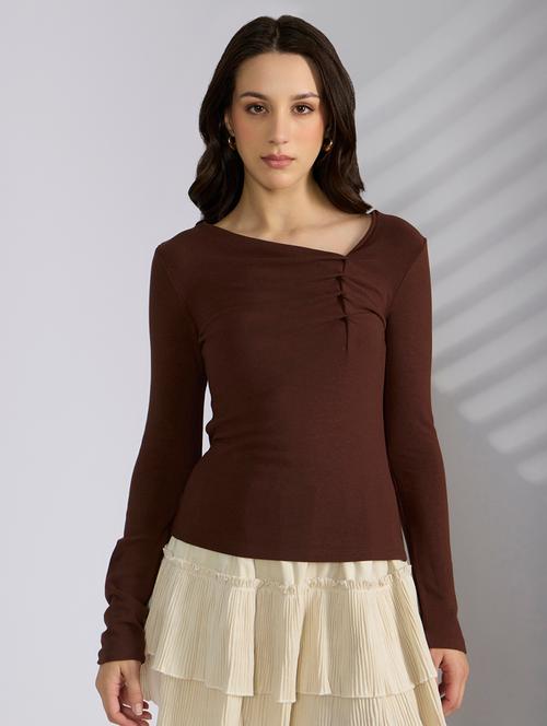 women solid long sleeve regular top - 22038302 - Very Small Image - 1