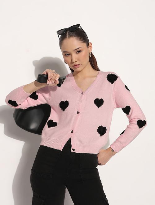 women printed long sleeve crop cardigan - 22038316 - Very Small Image - 1