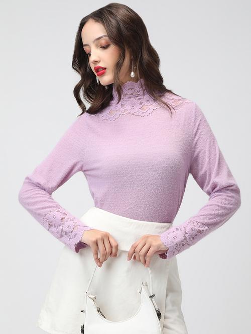 women solid mock neck long sleeve pullover - 22038330 - Very Small Image - 1