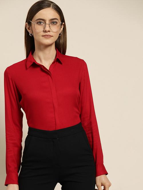 women solid collared long sleeve shirt - 22038578 - Very Small Image - 1