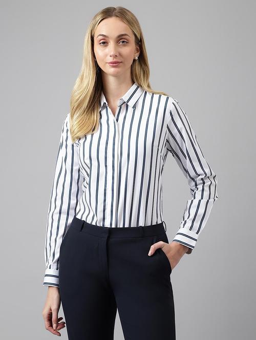 Women Striped Collared Long Sleeves Regular Shirt - 22038604 - Very Small Image - 1