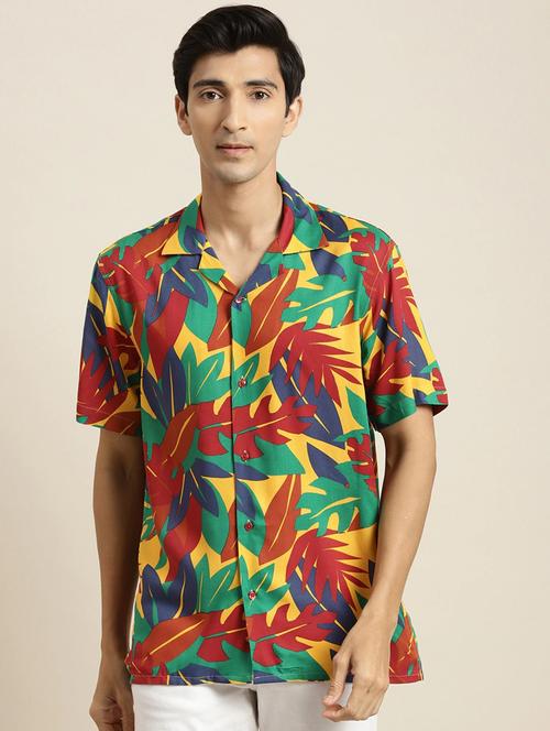 men printed cuban collared short sleeve loose fit shirt - 22038920 - Very Small Image - 1