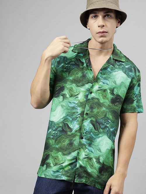 men printed cuban collared short sleeve shirt - 22038966 - Very Small Image - 1