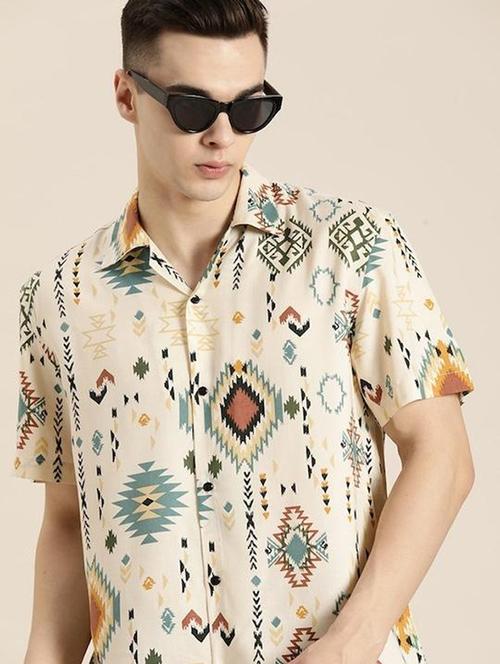 men printed cuban collared short sleeve shirt - 22038973 - Very Small Image - 1