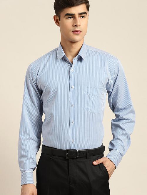 men striped collared long sleeve regular fit shirt - 22039168 - Very Small Image - 1