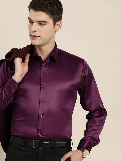men solid collared long sleeve regular fit shirt - 22039183 - Very Small Image - 1
