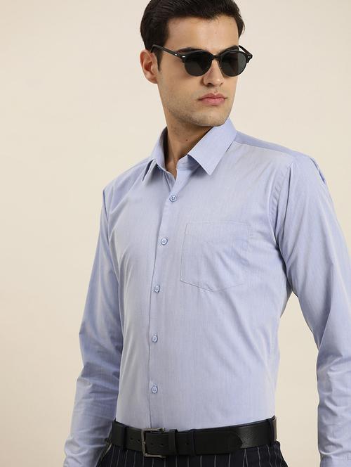 men solid collared long sleeve regular fit shirt - 22039196 - Very Small Image - 1
