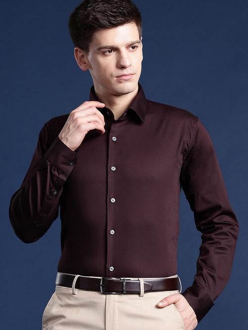 Men Solid Collared Long Sleeve Regular Fit Shirt - 22039232 - Very Small Image - 1