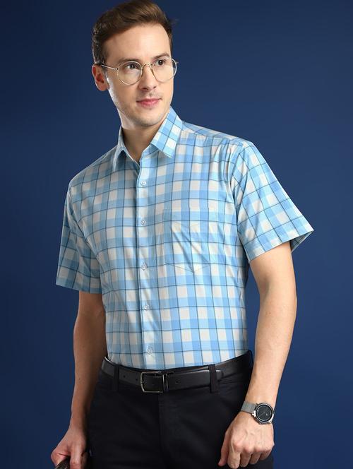 men checkered collared shorts sleeve regular fit shirt - 22039307 - Very Small Image - 1