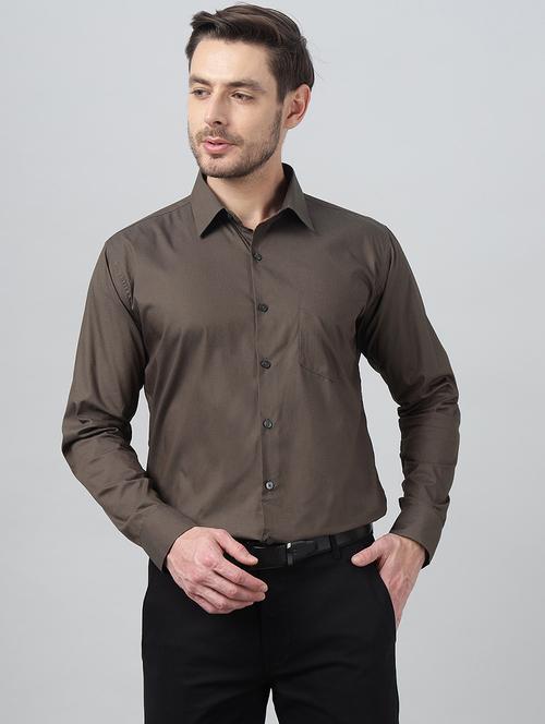 men solid collared long sleeve shirt - 22039545 - Very Small Image - 1