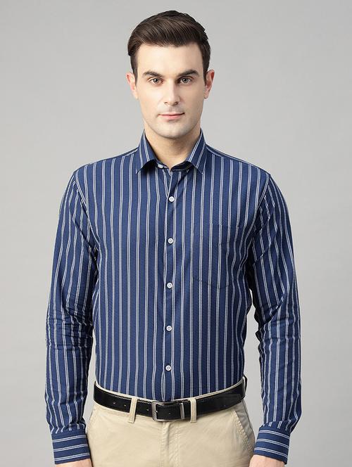 men striped collared long sleeve shirt - 22039562 - Very Small Image - 1