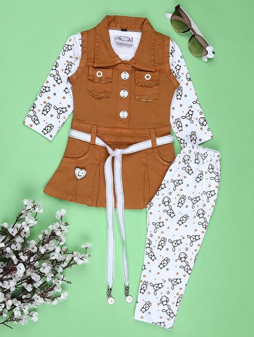 girls printed round neck full length set - 22040326 - Very Small Image - 1