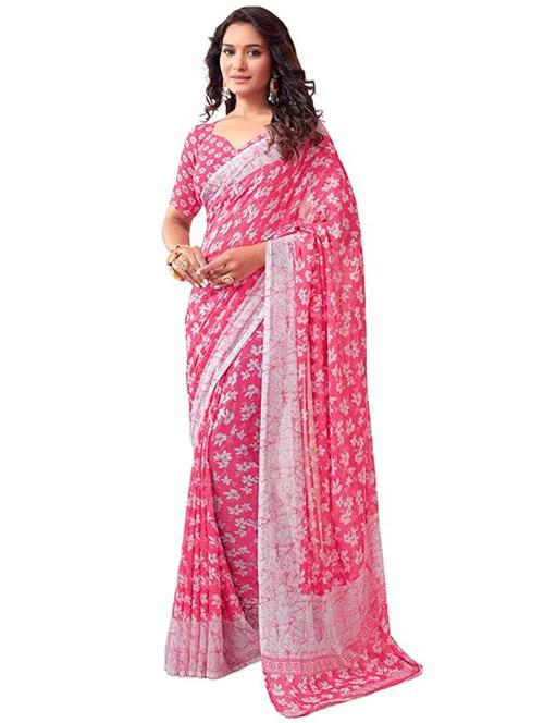 women printed casual wear saree with blouse - 22041097 - Very Small Image - 1