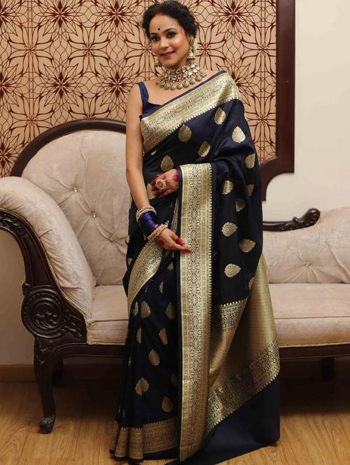 women self design banarasi saree with blouse - 22041456 - Very Small Image - 1