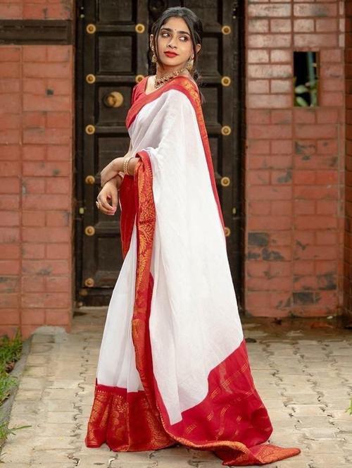 women solid with bordered saree with blouse - 22041465 - Very Small Image - 1