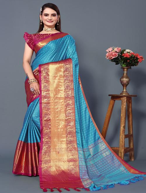 women self design bordered saree with blouse - 22041519 - Very Small Image - 1