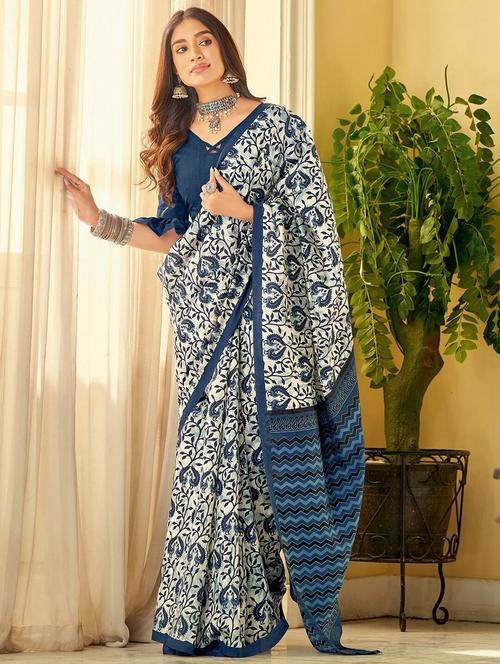 women printed casual wear saree with blouse - 22041713 - Very Small Image - 1
