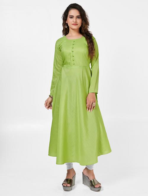 women solid long sleeve anarkali kurta  - 22041988 - Very Small Image - 1