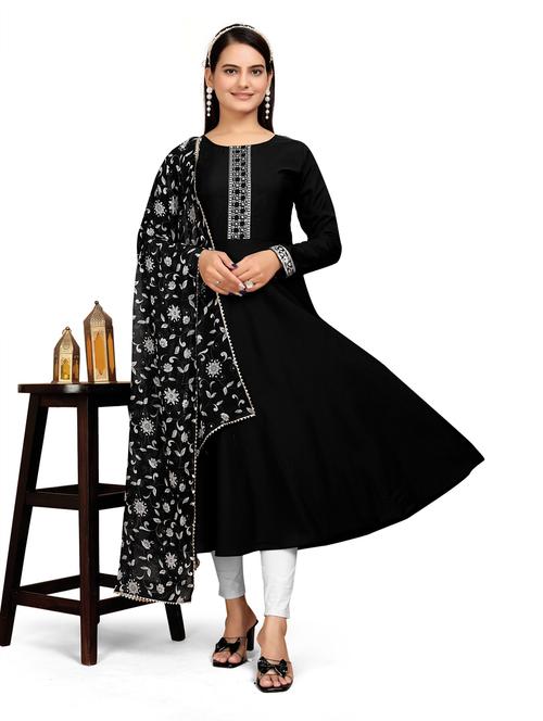 women solid long sleeve kurta dupatta set - 22042183 - Very Small Image - 1