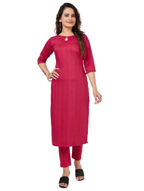 women printed three quarter sleeve kurta and pant set - 22042225 - Very Small Image - 1