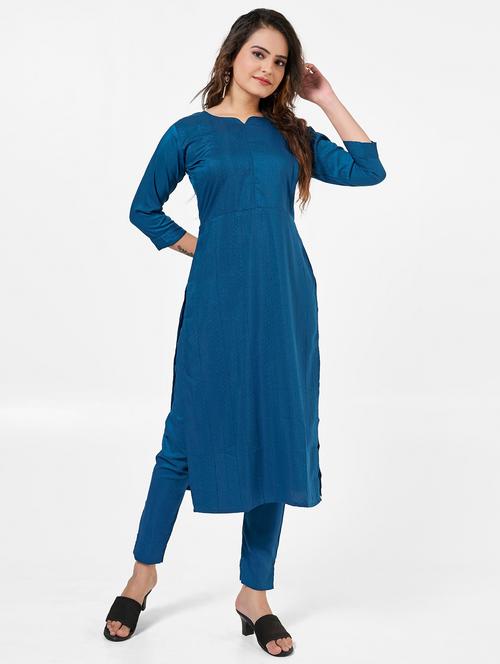 women self design three quarter sleeve kurta pant set - 22042228 - Very Small Image - 1