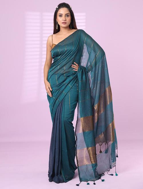 women striped handloom saree with blouse - 22042756 - Very Small Image - 1