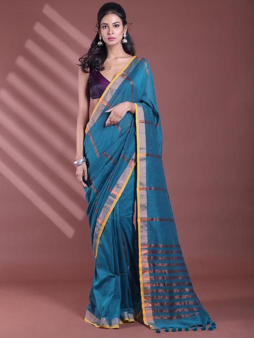 women striped handloom saree with blouse - 22042797 - Very Small Image - 1