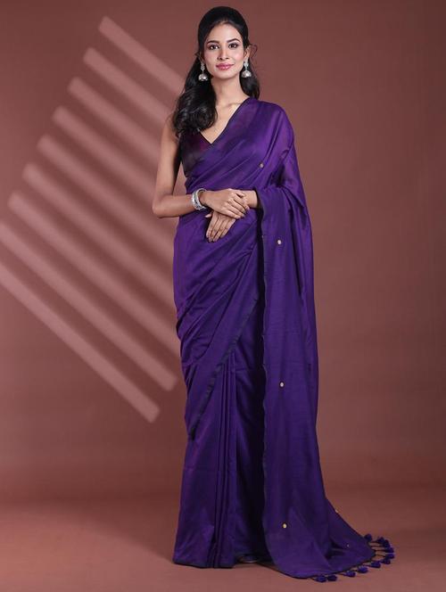 women solid with work embellished saree with blouse - 22042803 - Very Small Image - 1