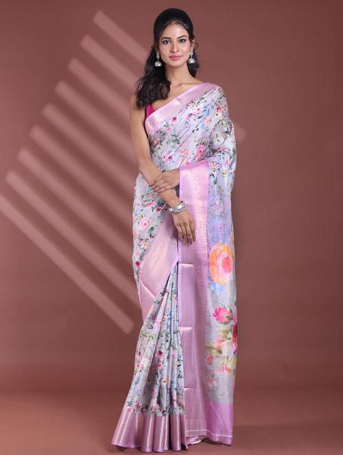 women floral bordered saree with blouse - 22042820 - Very Small Image - 1