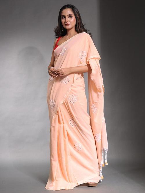 women solid with work embroidered saree with blouse - 22042975 - Very Small Image - 1