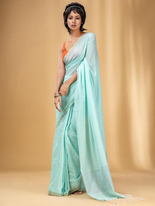 women solid handloom saree with blouse - 22043775 - Very Small Image - 1