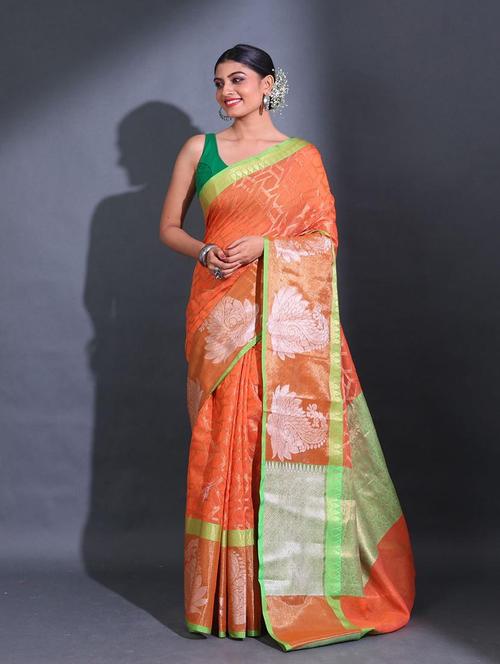 Women Self Design Bordered Saree With Blouse - 22044133 - Very Small Image - 1