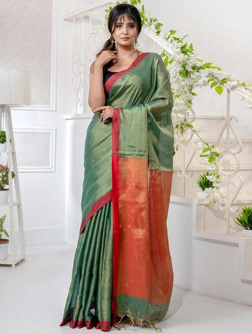 Women Solid Southern Silk Saree With Blouse - 22045856 - Very Small Image - 1