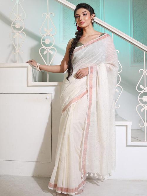 women solid with work embellished saree with blouse - 22046107 - Very Small Image - 1