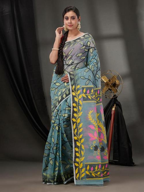 women self design jamdani saree - 22046254 - Very Small Image - 1